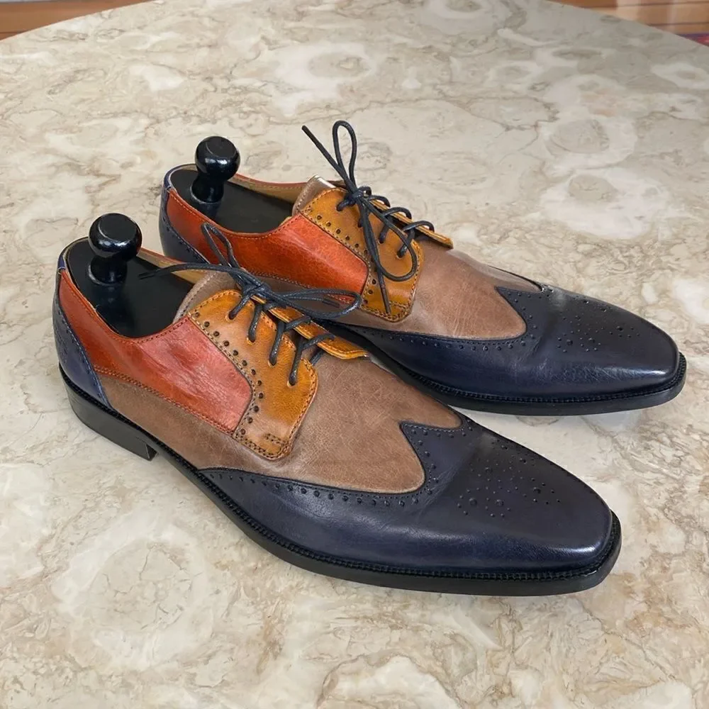 Melvin & Hamilton Jeff 14 Handcrafted Multi Colour Leather Derby Dress Shoes - Picture 2 of 16